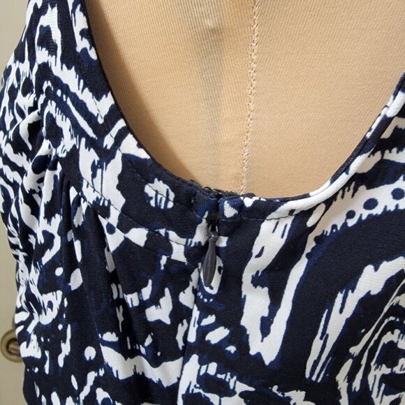 Ann Taylor LOFT Size 10 Navy Blue & White Patterned Sleeveless Dress - Picture 4 of 12